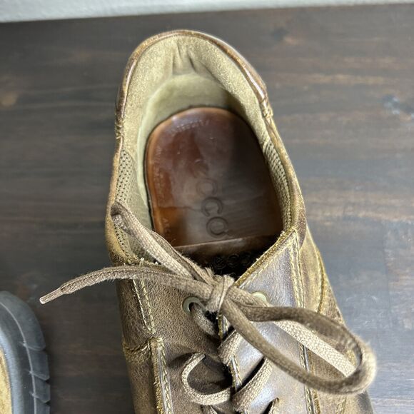 Ecco Light Shock Point Oxfords Lace Shoes Brown Leather Casual Men’s 46 US 12 M - Picture 10 of 15